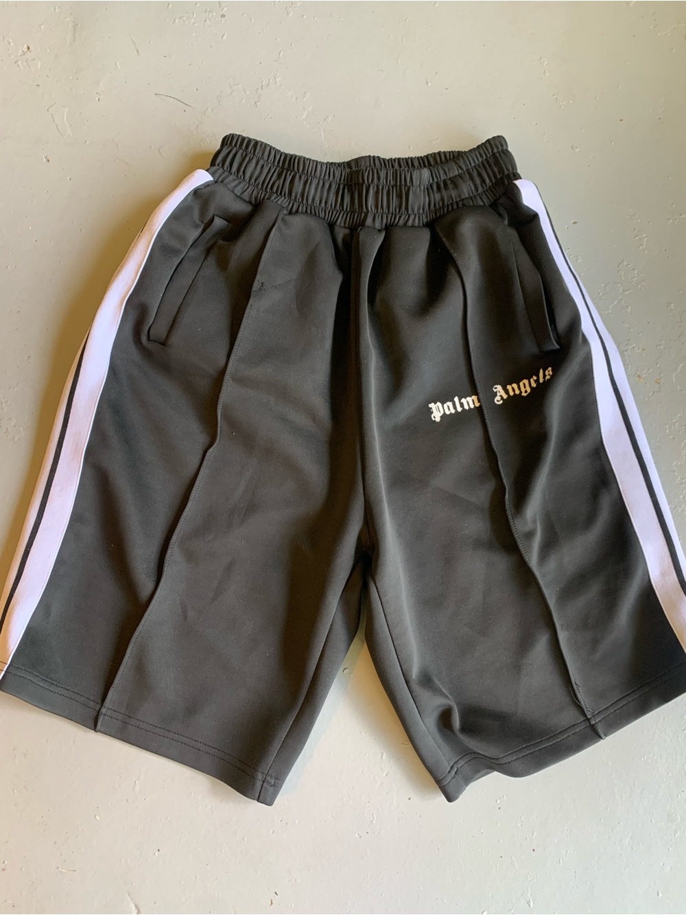 Palm Angels Black Track Shorts with White Side Stripes